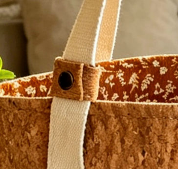 Cork and Faux Suede Tote Bag with Key Keeper