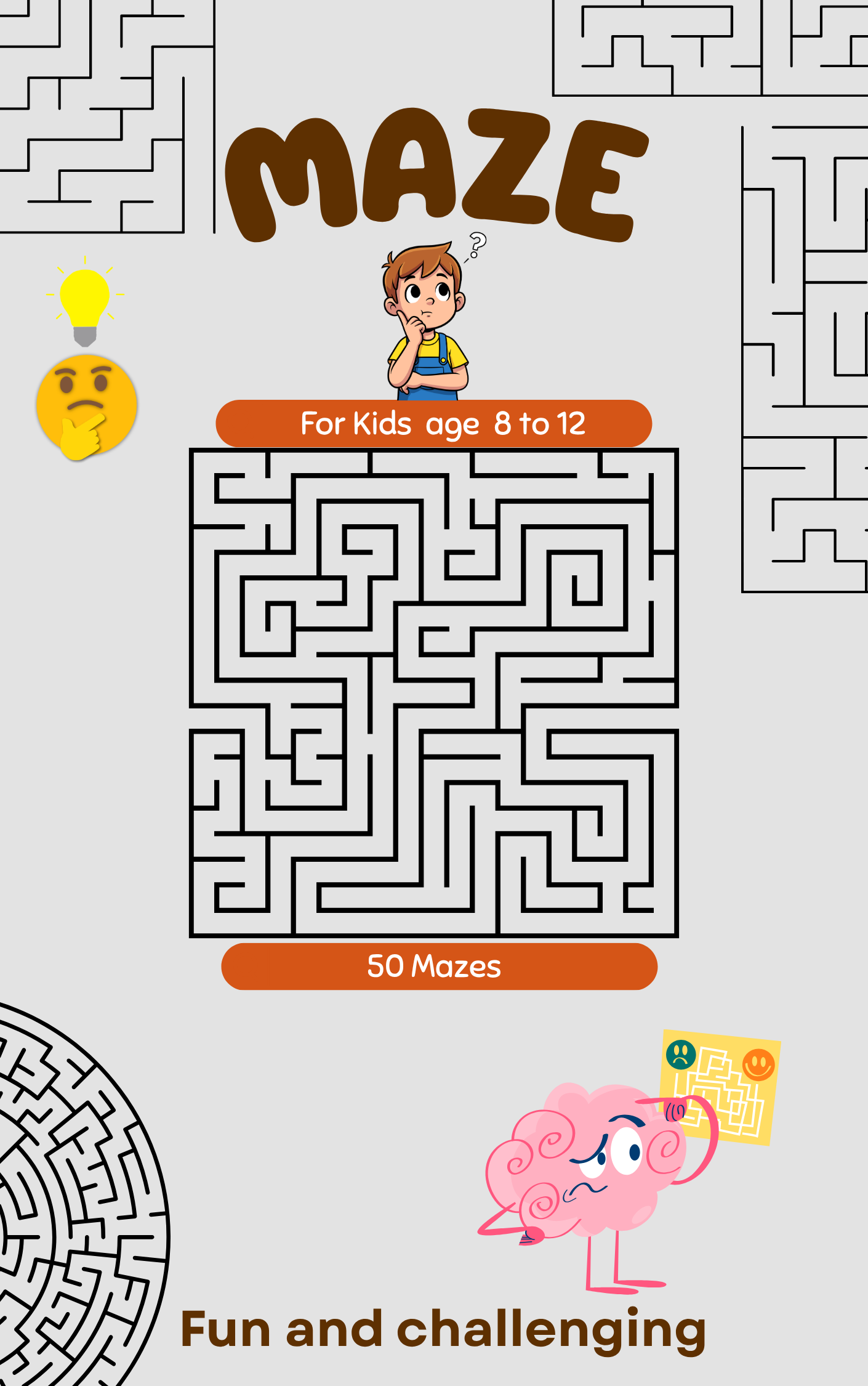 Maze Puzzle Book for Kids Age 8 to 12 Years (Digital PDF)