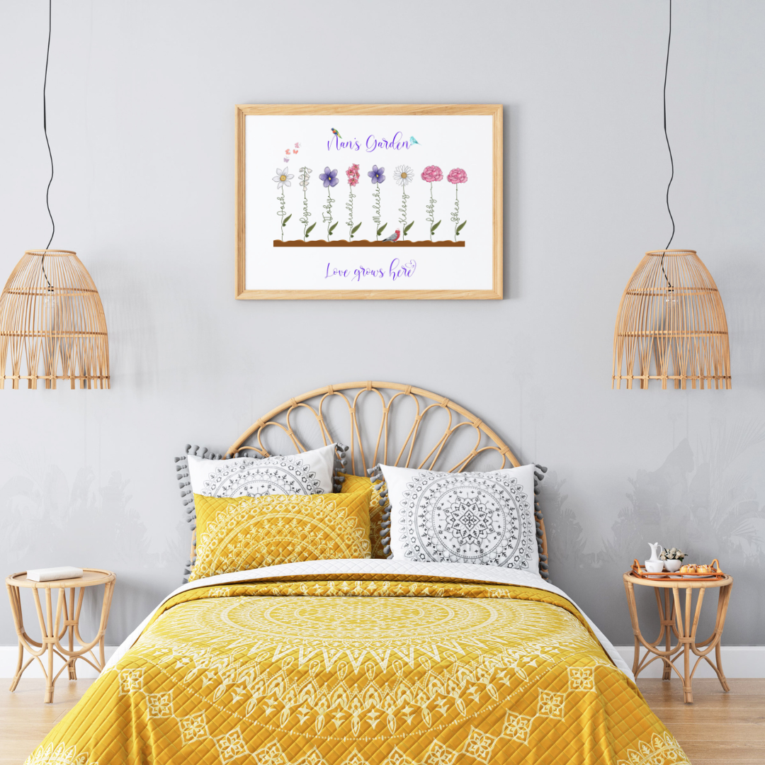 Custom Family Birth Flower Garden Print