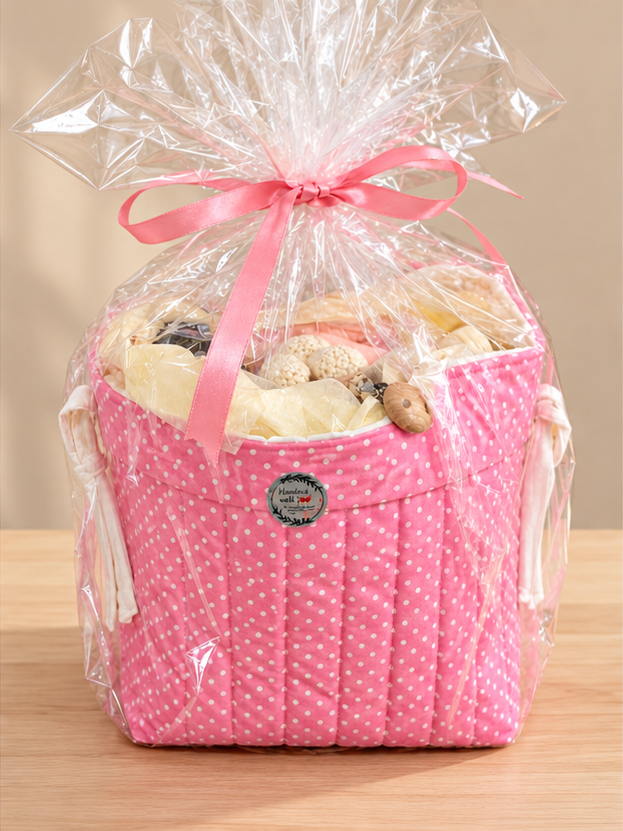 Lemon yellow gingham hamper