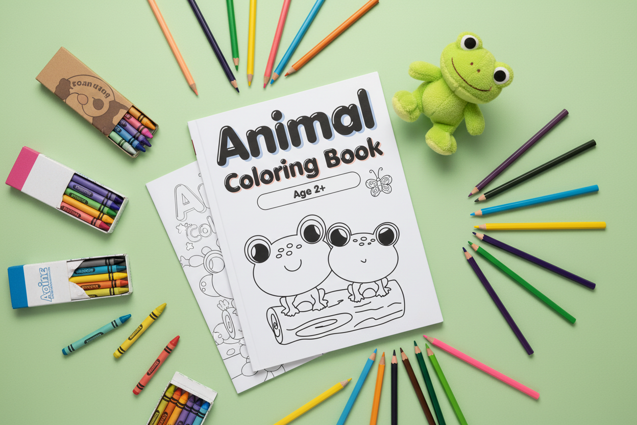 Animal Coloring Book Flat Lay