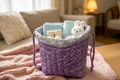 Bag with baby products on dusty rose