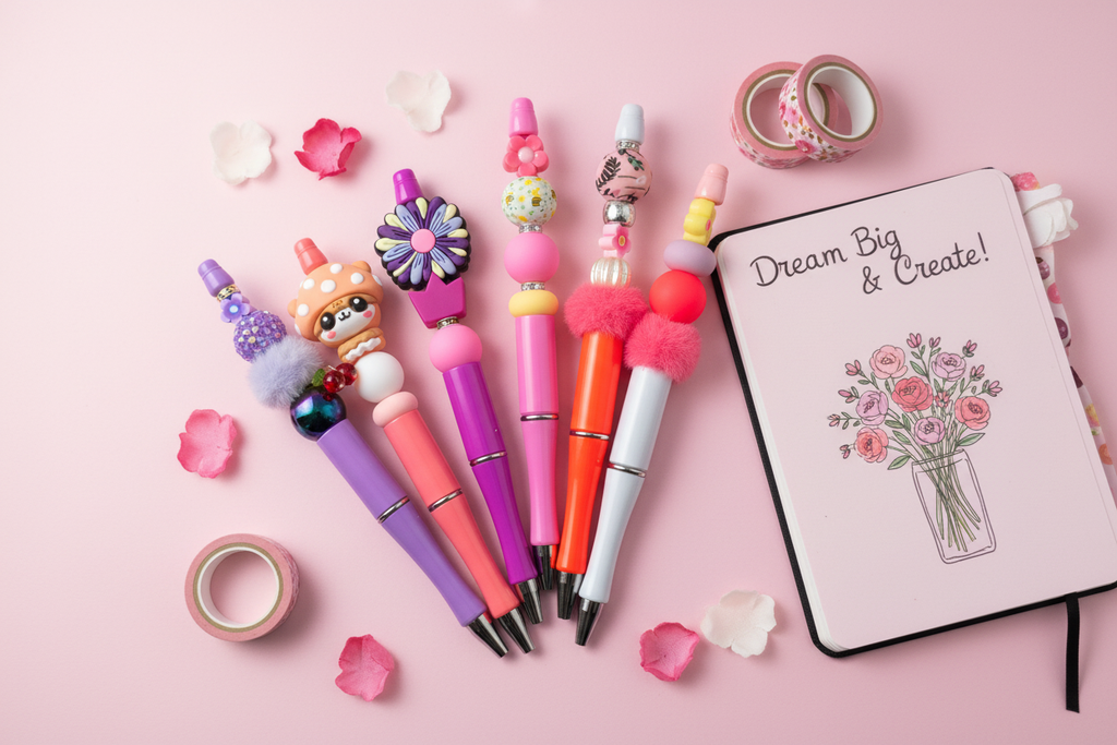 Beaded Pens Flat Lay Lifestyle