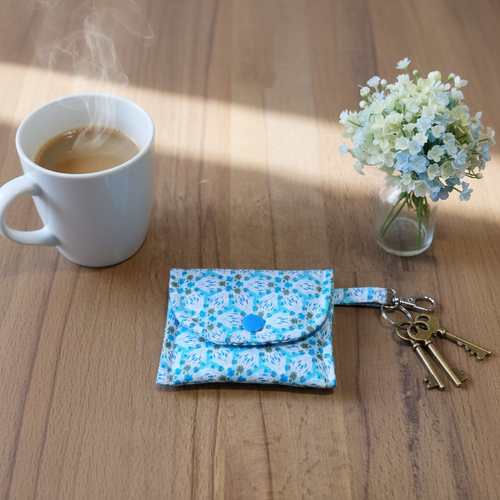 Blue Floral Keychain Pouch Lifestyle