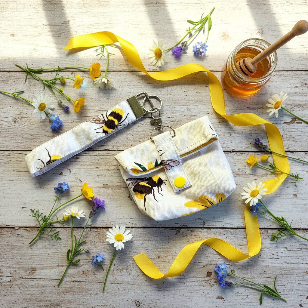 Bumble Bee Coin Purse - Flat Lay Lifestyle