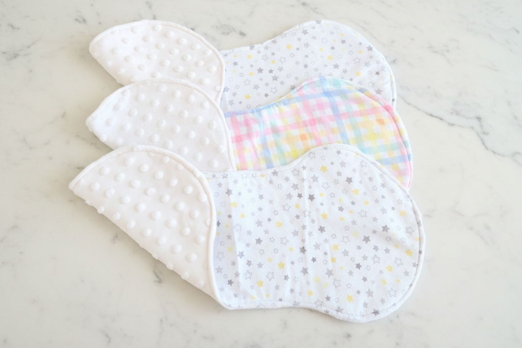 Burp cloths fan flat lay