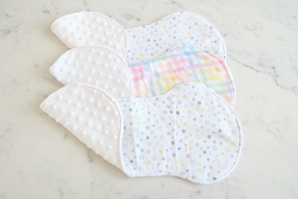 Burp cloths fan flat lay