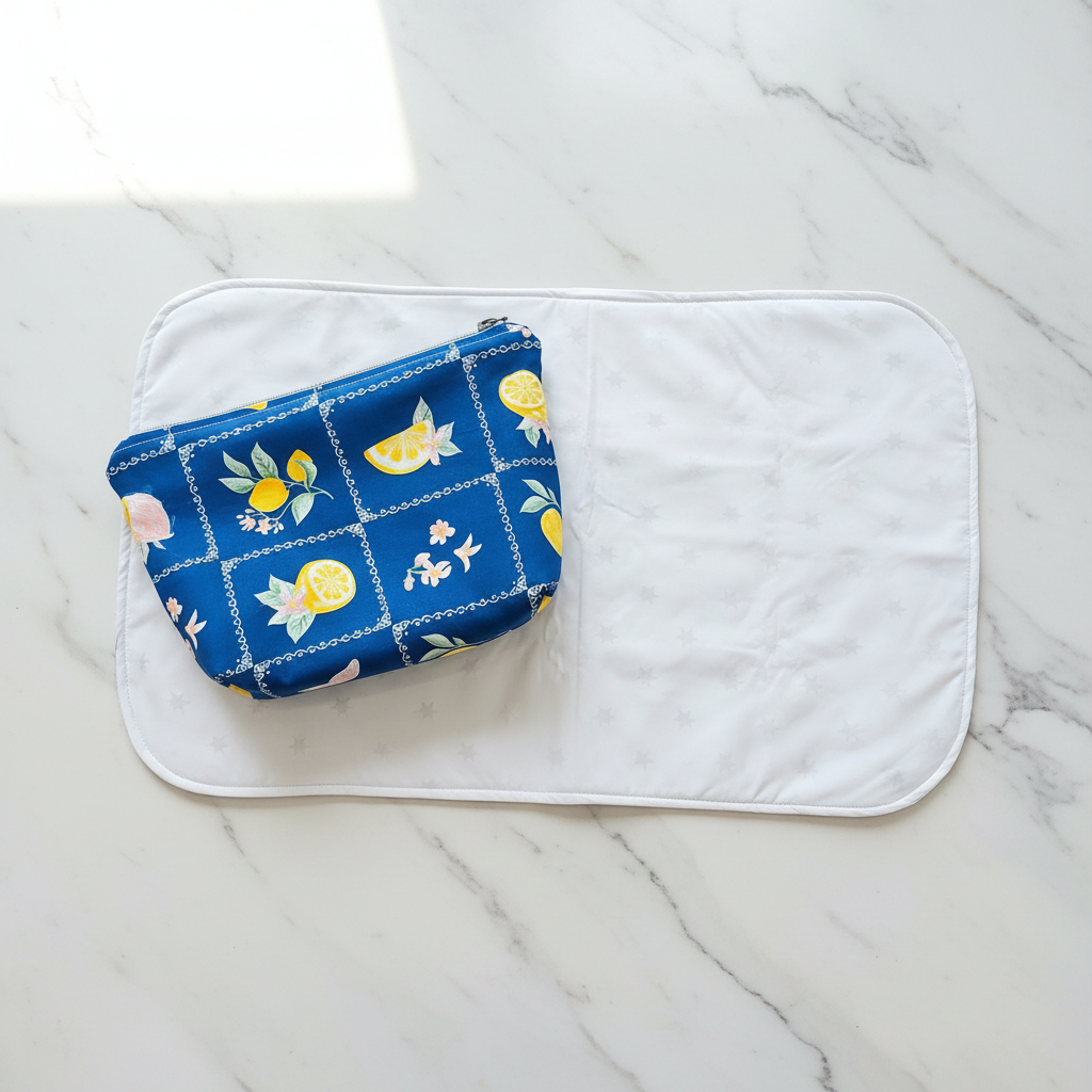 Flat lay on white marble