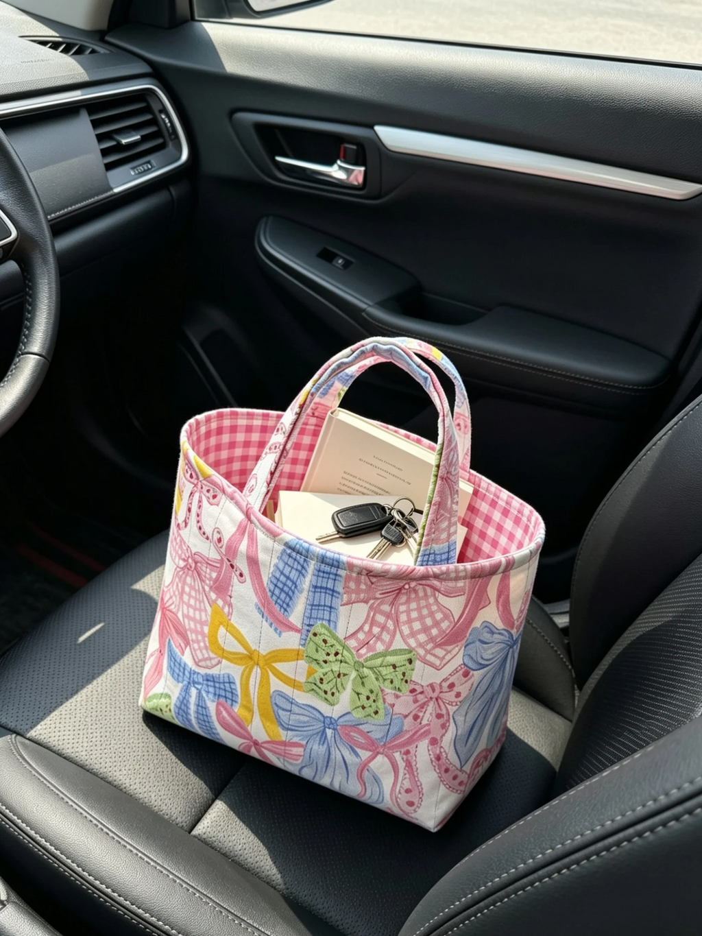 Handmade Mini Tote Bag - Bee and Floral Print