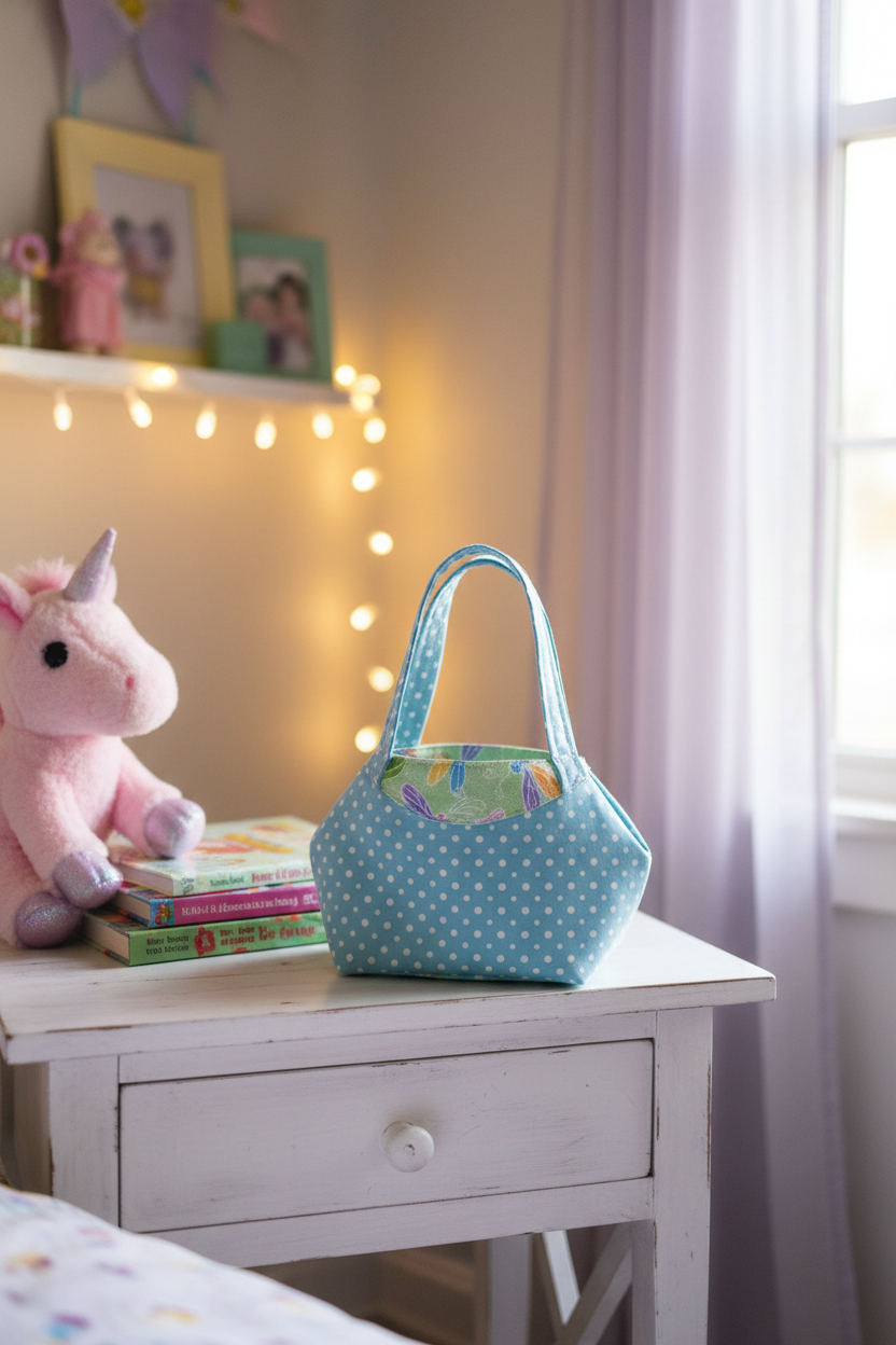 Kids Fabric Handbag Lifestyle in Bedroom Setting