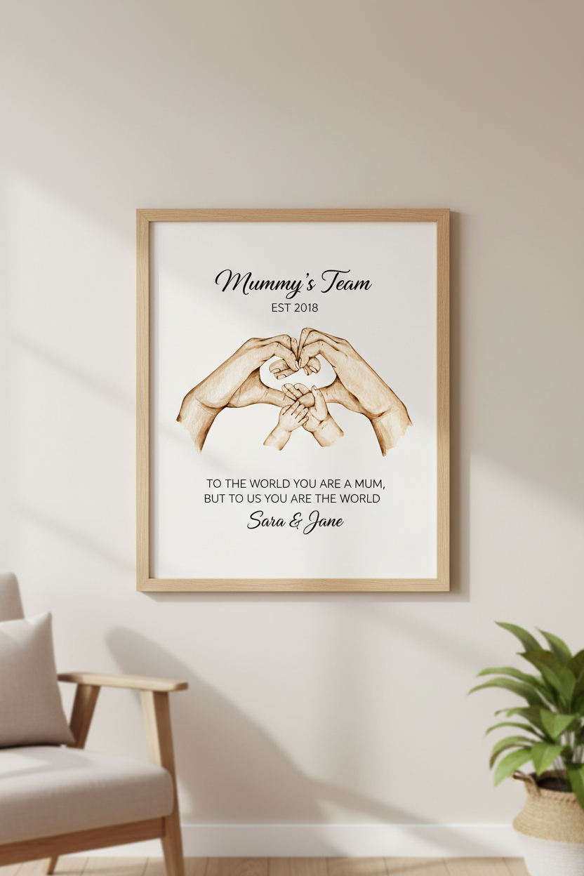 Mummy's Team Framed Print Mock-up