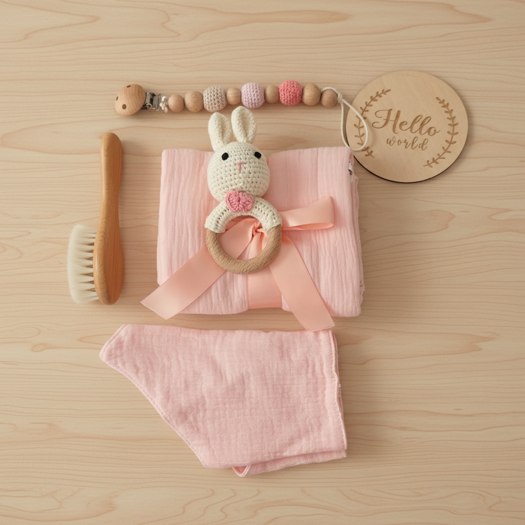 Personalised Hello World Baby Girl Gift Set