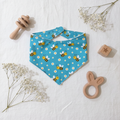 Teal Bee Bandana Bib Flat Lay